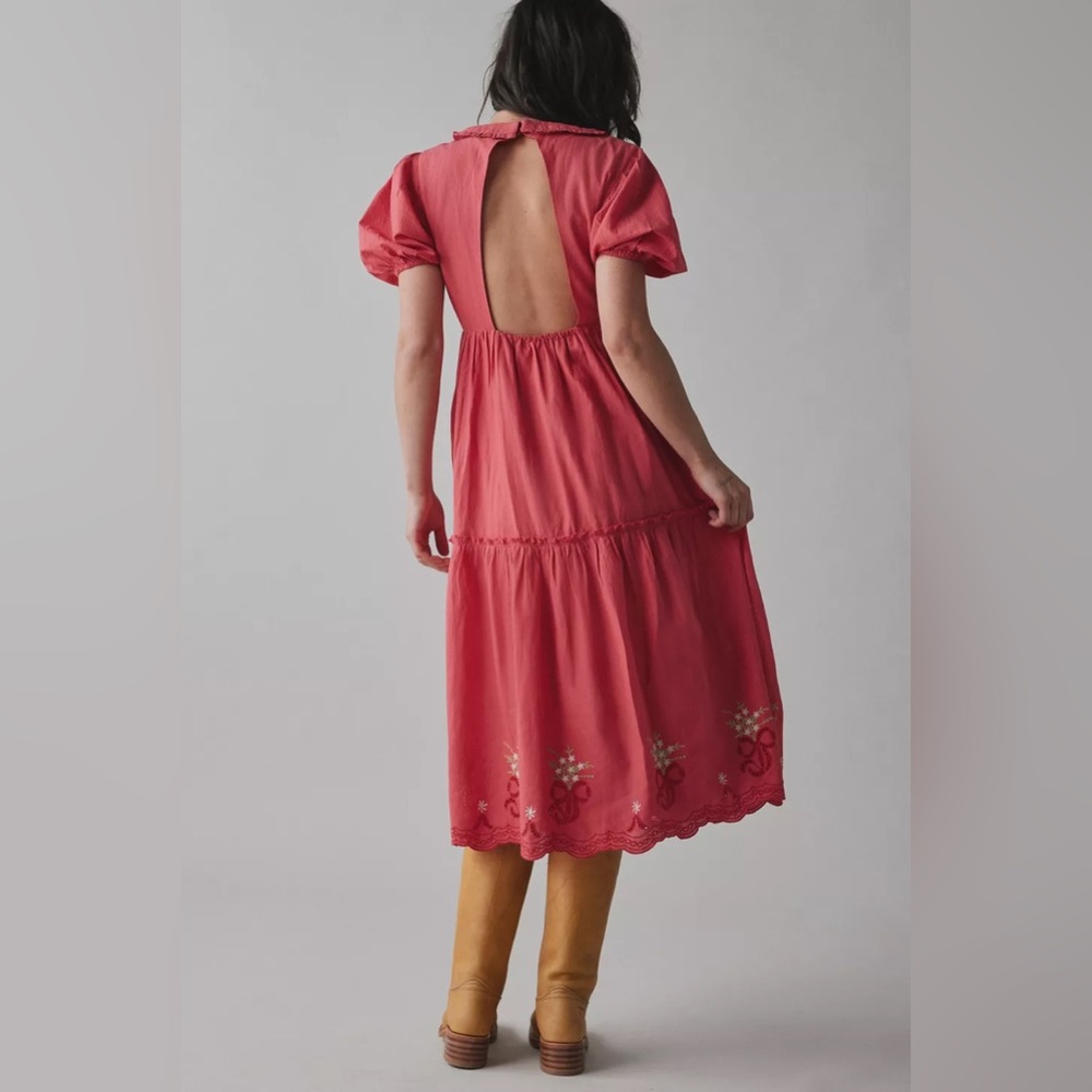 Kimchi Blue Coral Midi Dress with Embroidered Hem - Picture 3 of 4